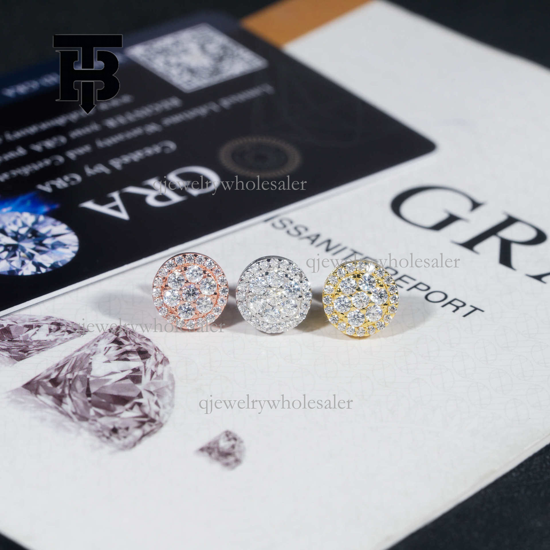 TB BHULAMTE Designer Women's Luxury Jewelry 925 Silver Moissanite Round Neutral Hip Hop Fashion Earrings Holiday Gifts Trendy Accessories