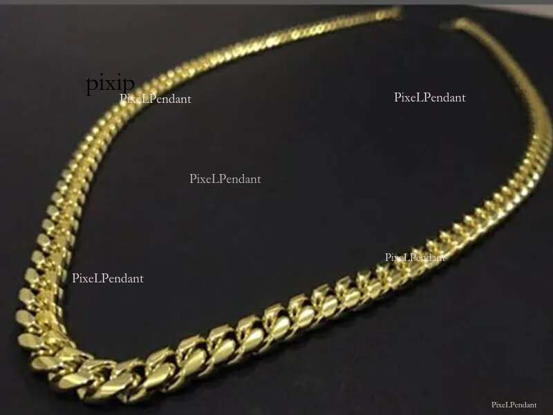 Moissanite Mens Gold Tone 316L Stainless Steel Necklace Cuban k Chain with Dias Clasp Lock