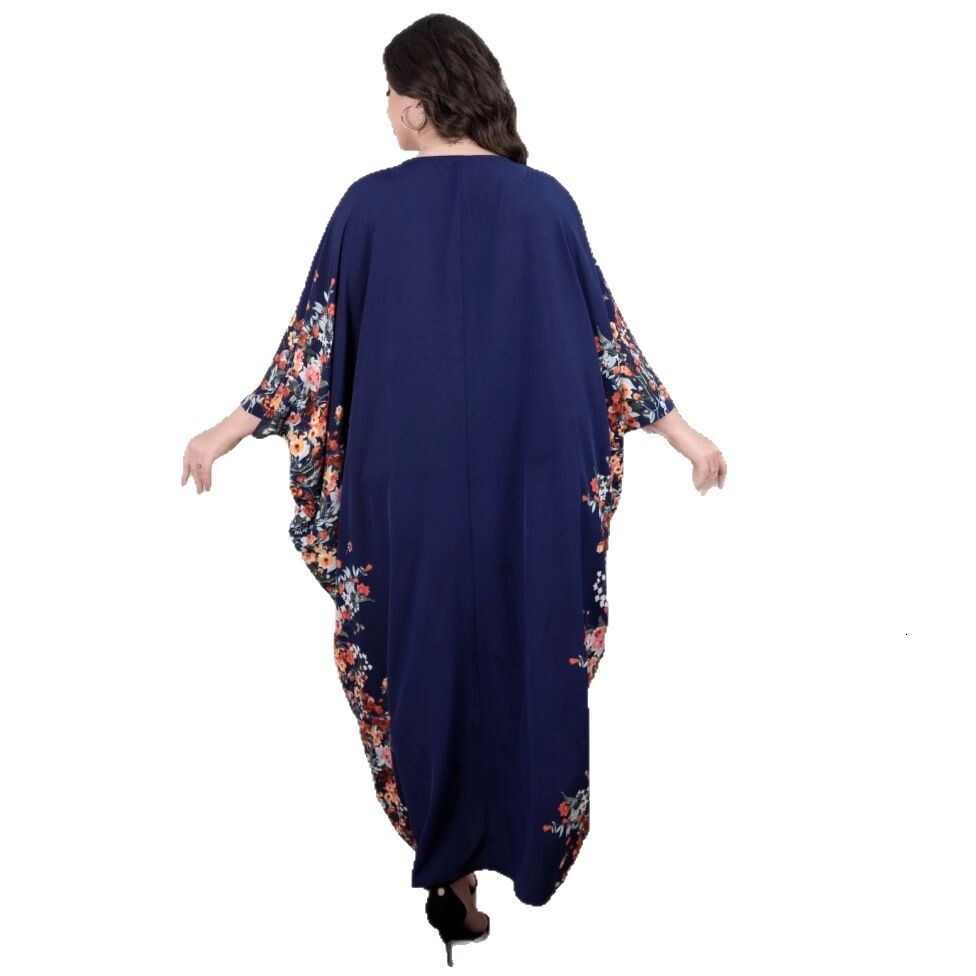 Dubai Saudi Muslim Women's Skirt Arab floral loose robe plus size women's dress