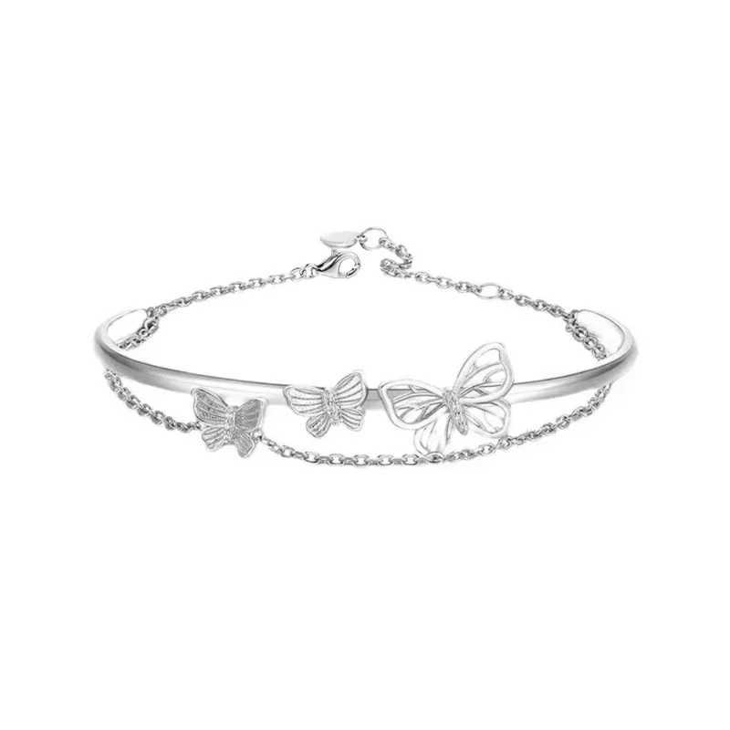 Sweet Tassel Butterfly Woman Bracelet Heart Double Layer Luxury Charm Bracelet Aesthetic Accessories 2024 NewC250410
