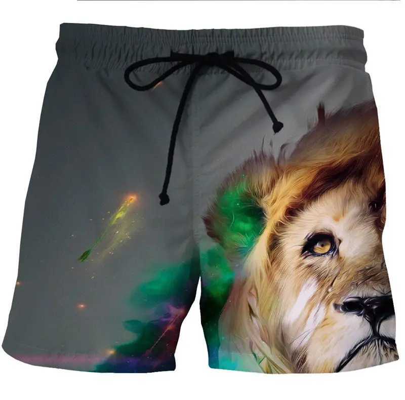 Mens swimsuit Fire Tiger/Lion 3D surfboard shorts childrens beach shorts mens tight fitting clothes sports pants underwear for boysW250410