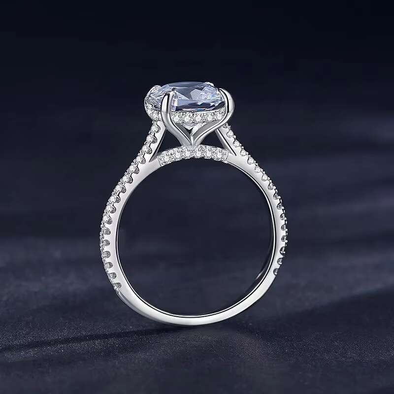 Luxury 925 Sterling Silver Wedding Rings for Women Cushion Cut Wedding Ring Simulated Diamond Engagement
