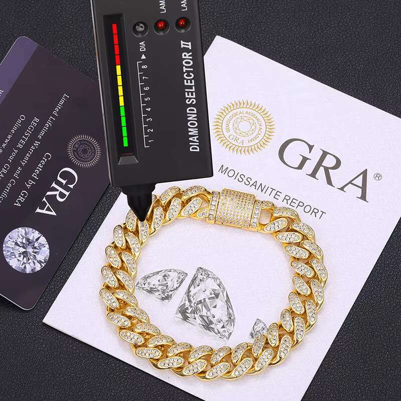 Hip Hop Link Chain S925 Sterling Silver Bracelet Iced Out Cuban Bracelet for Men VVS Mossanite Bracelet