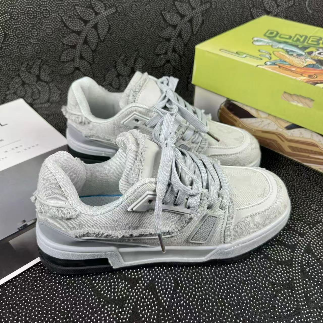 grey pink denim beard edge bread shoes female couple niche sports casual shoe men 36-44 outdoor sneaker