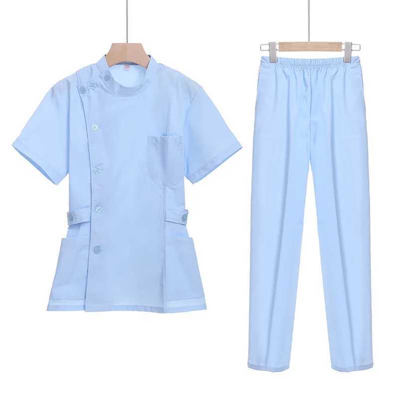 Flower short washer set nurse doctor medical uniform womens coat nursing care two-piece set beauty Sn hospital gown X250410