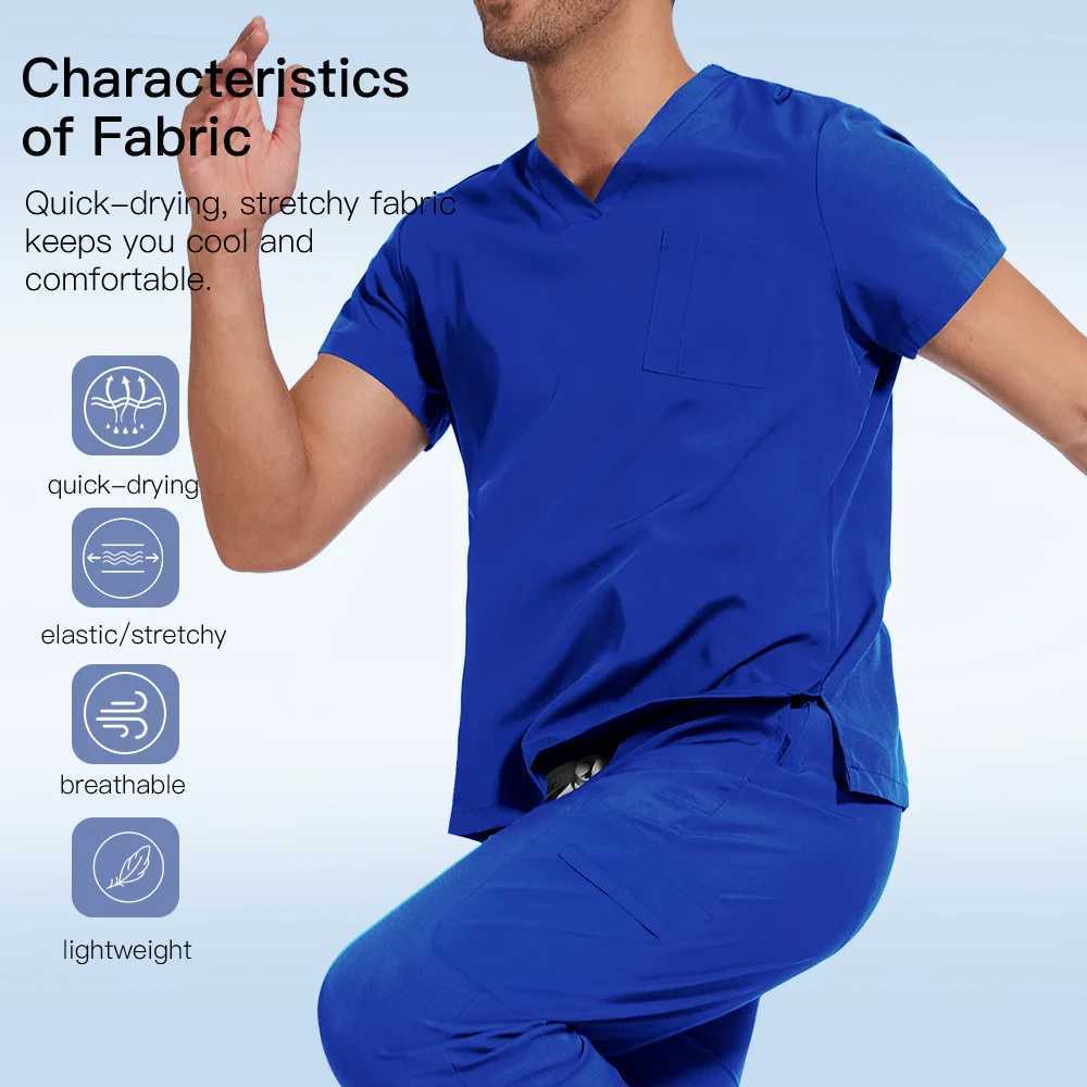 Wrinkle resistant advanced fabric clinical uniform washable nurse uniform medical detergent set surgical shirt pocket straight pants X250410