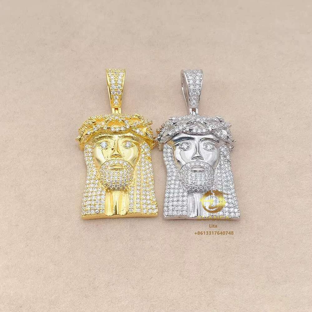 Zuanfa Factory Direct 925 Silver Jesus Head Hiphop Custom Moissanite Pendant Pave Diamond Stone Pendants