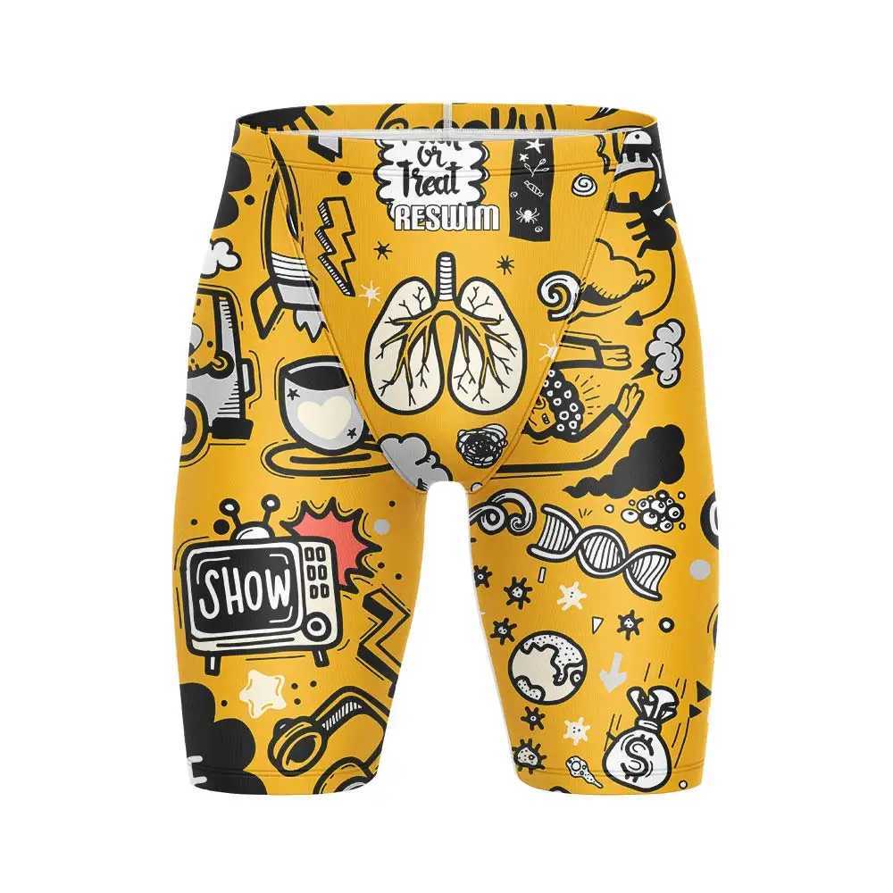 Summer Mens Swimming Jammer Sports Training Swimsuit New Swimsuit Beach Swimming Pool Tight Shorts Quick drying Running Surfing PantsW250410