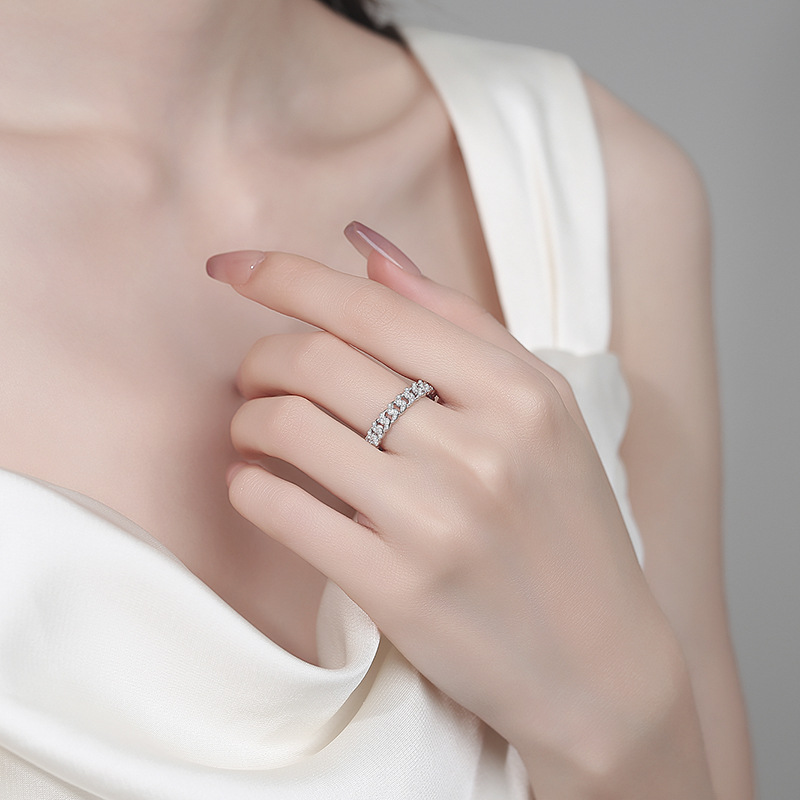 TaiYang GRA 0.44CT Full Pave Starry Moissanite Ring for Women, Luxurious 925 Sterling Silver Wedding Engagement Diamond Ring Jewelry Gift pass tester