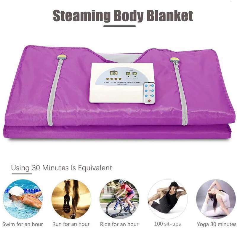 Far Infrared Thermal Sauna Blanket 2 Zones For Home/Spa Body Relaxation Detoxification Therapy Hine Eu/Us Plug