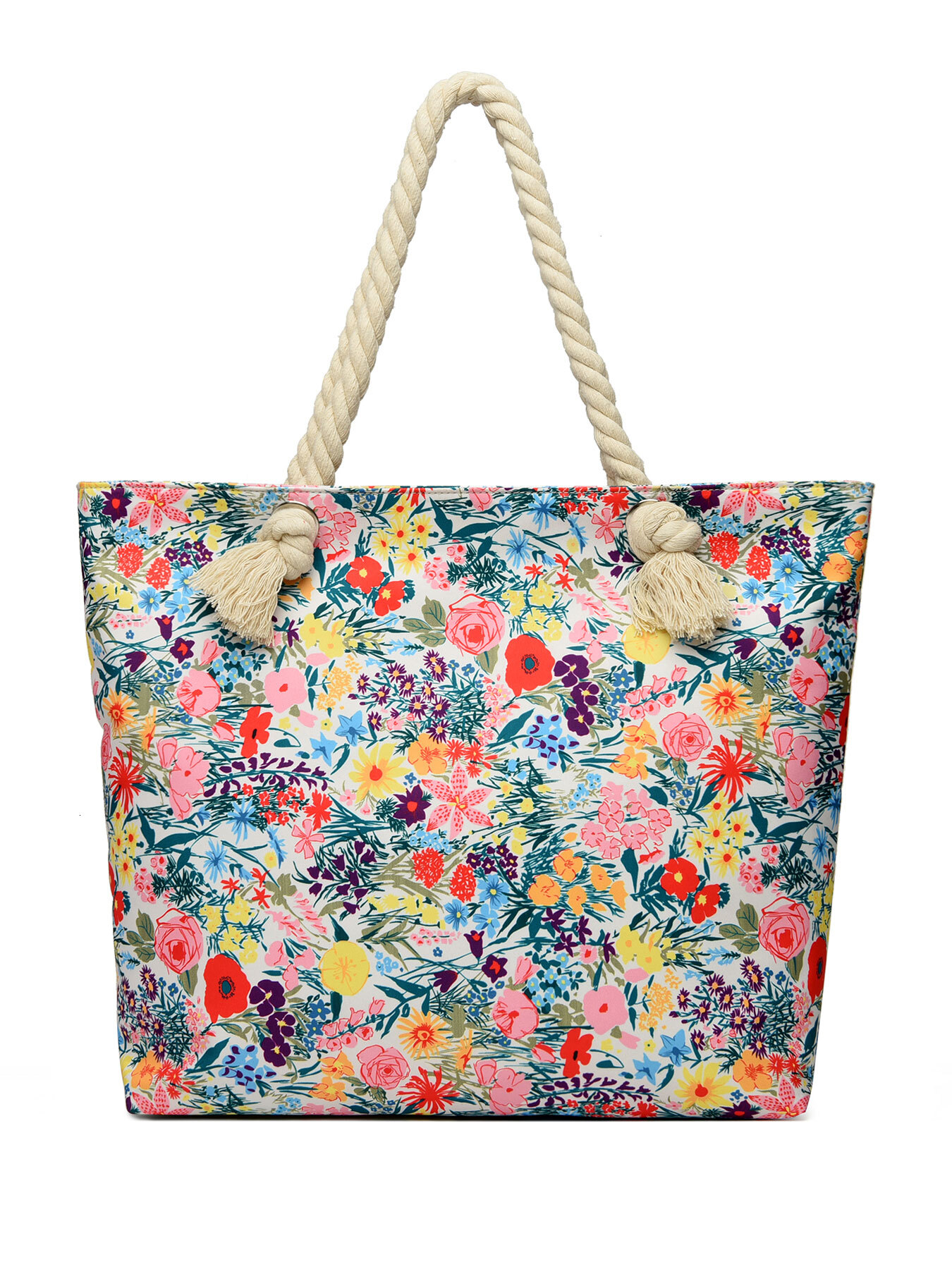 FL- Art Flower Pattern Beach Bags for Women, Beach Bag Tote Waterproof Sandproof, Beach Bags for Women