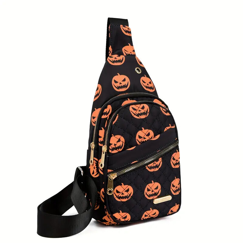 FL- Halloween Bags Large Capacity Tote Bag Adjustable Shoulder Strap Crossbody Bag Multi-Function Zipper Shoulder Bags