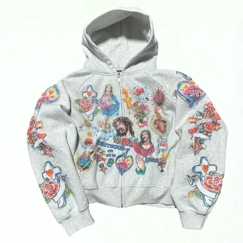 Jesus Y2K Hoodie Jesus Print Hoodie Gothic Harajuku Jacket 251110