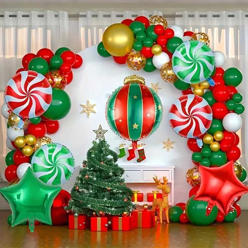 Christmas 14Pcs Set of Christmas Balloons Large Christmas Decorations That Can Be Hung with Red and Green Striped Ball Balloons 2026 Y251111