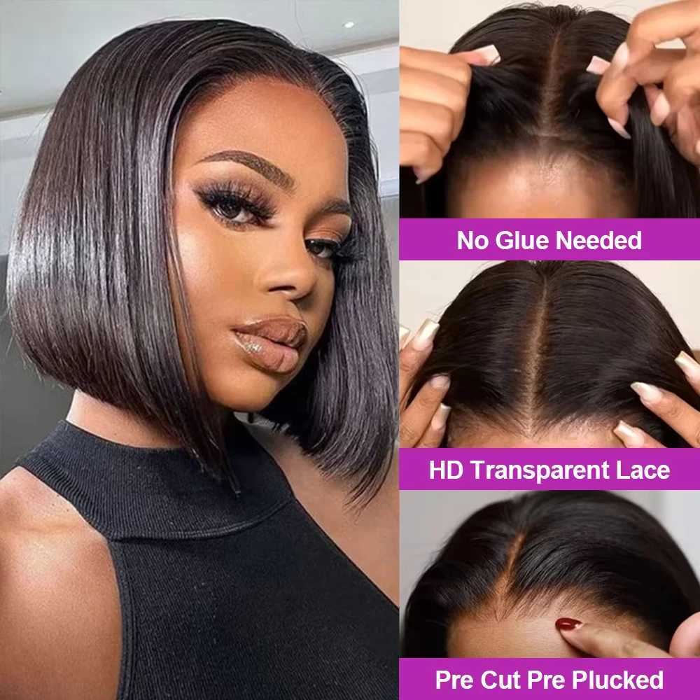 Short Bob Wigs Bone Straight 13x4 13x6 Hd Lace Front Wig Pre Cut 7x5 Glueless Wig Human Hair Ready to Wear And Go 250 DensityT251111
