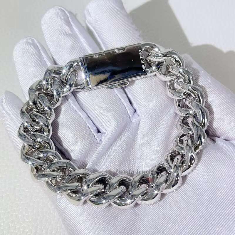 Hip Hop Iced Out Buss Down Rapper Jewelry 15MM VVS Moissanite Cuban Bracelet