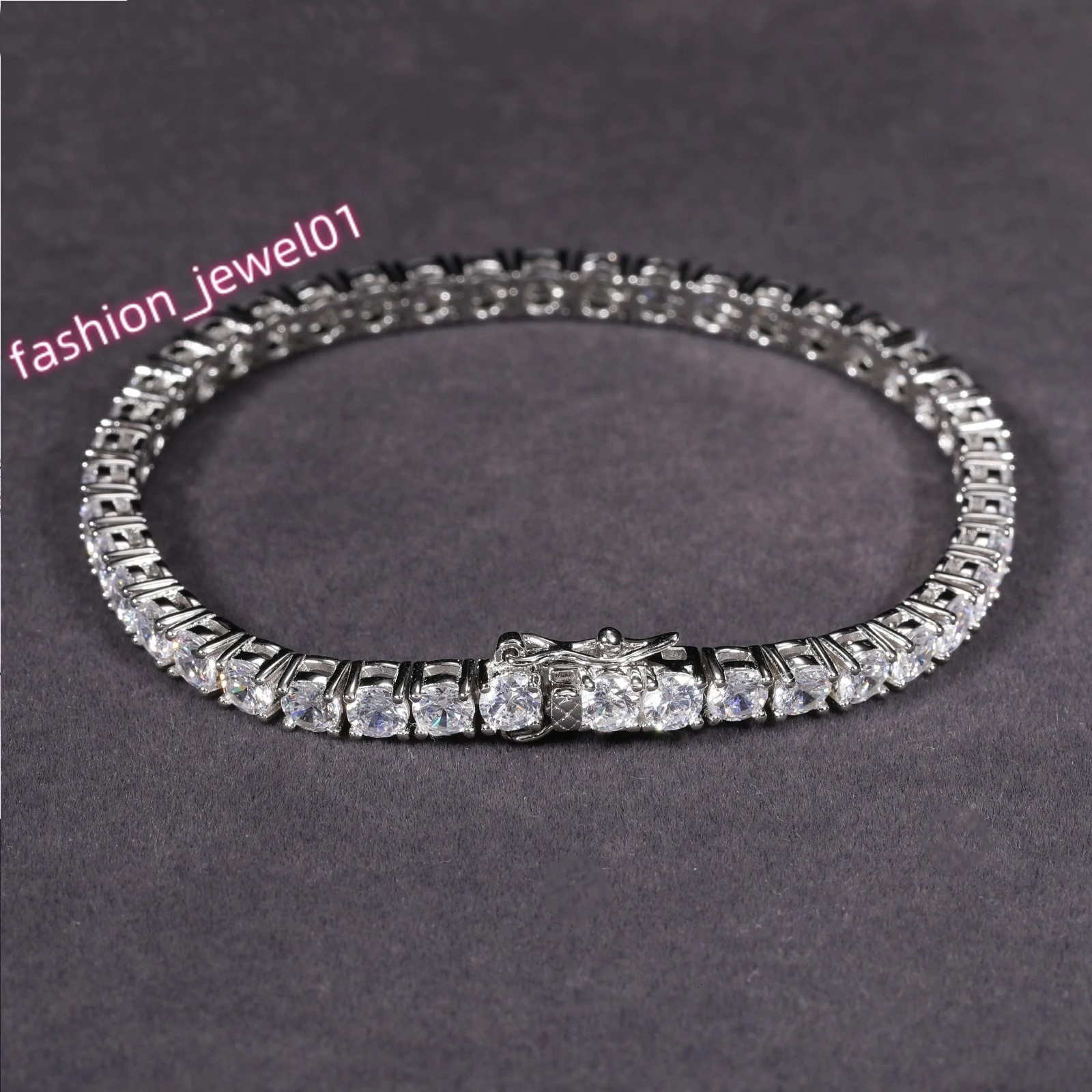 Hip Hop Iced out 925 Silver Moissanite Tennis Bracelet for Men 2mm Custom VVS Diamond Gold Plated for Parties