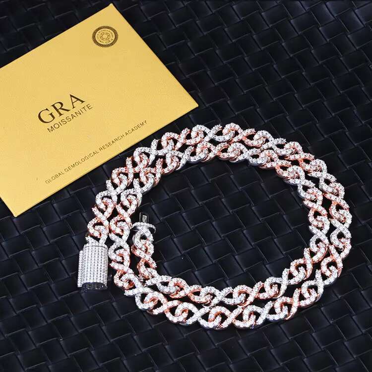 Pass Diamond Tester VVS1 Moissanite Cuban Link S925 Silver Gold Plated High Quality Hip Hop Style Iced Out Diamond Cuban Chain