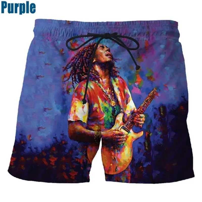 Rock Singer Bob Marley Reggae Rasta Pattern Board Shorts 3D Printed Mens Outdoor Leisure Sports Gym Shorts Mens Swimming RelayW250410