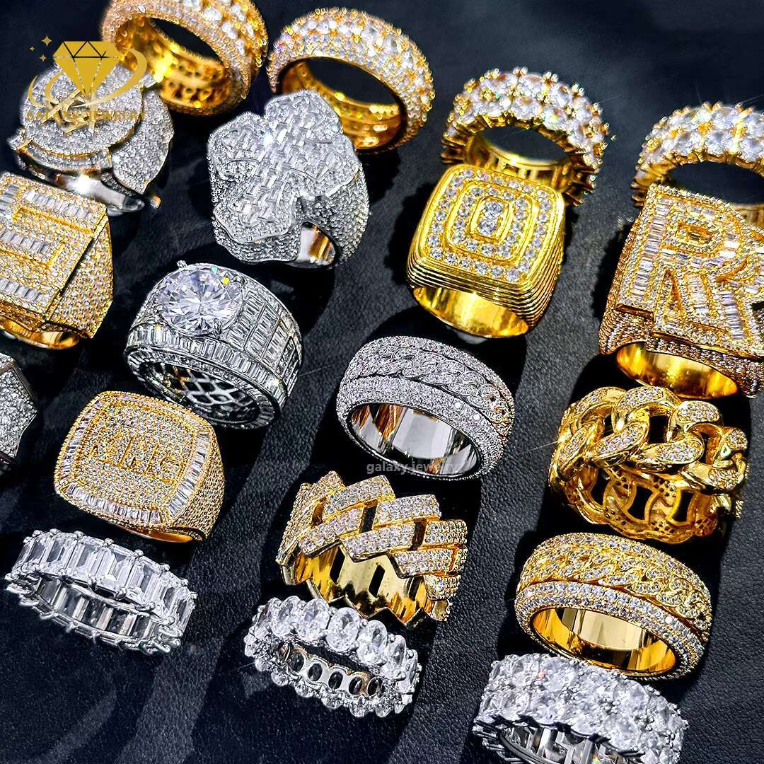 Vvs Moissanite Diamond Mens Ring Full Iced Out 925 Silver Jewelry Engagement Wedding Couple Set Women Eternity Rings