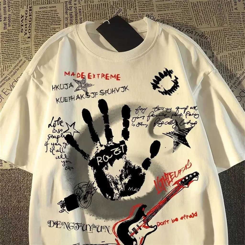 American retro round neck short sleeved T-shirt mens/womens Korean Inst summer new top M250411