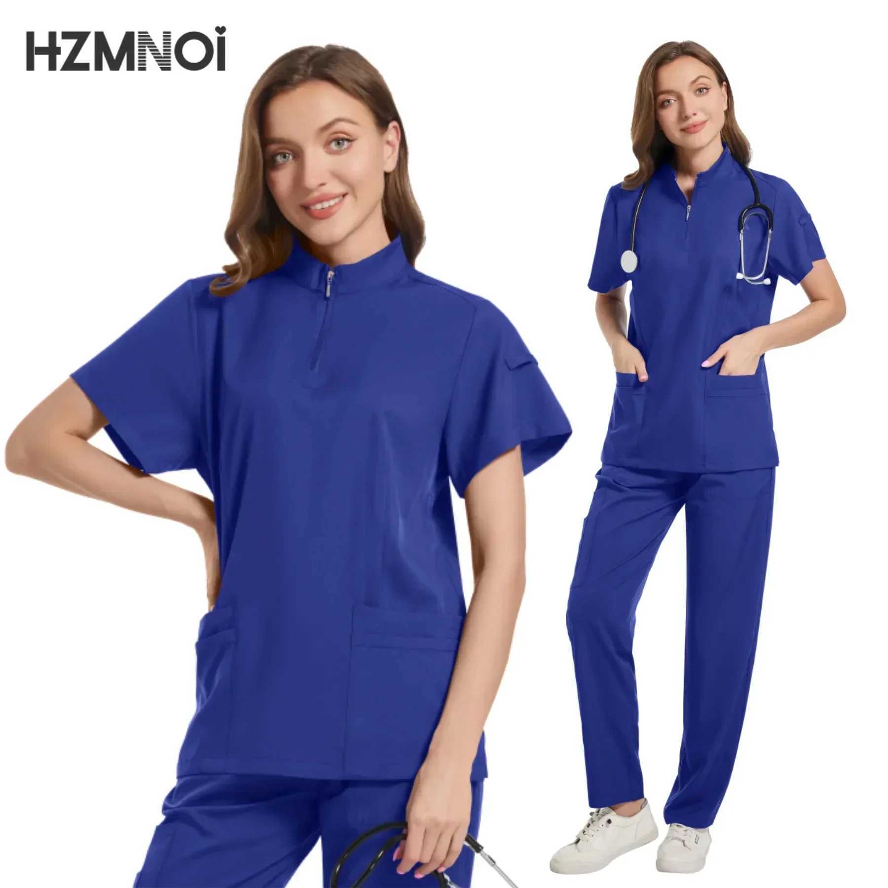 Pet Doctor Surgery Overalls Scrubs Set Medical Uniforms Stretch Scrub Tops with Pocket Pants Nurse Uniform Beauty Sn Workwear X250410