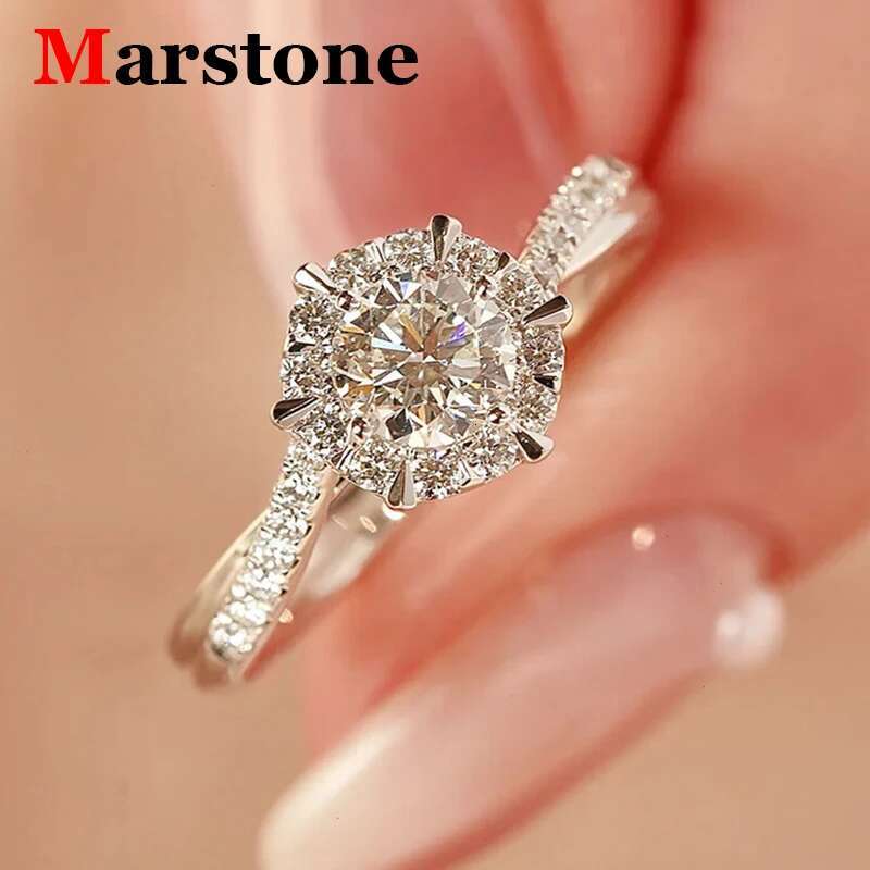 1ct 100% Moissanite Diamond Womens Adjustable Ring S925 Sterling Silver Wedding Jewelry Resizable Ring for Women