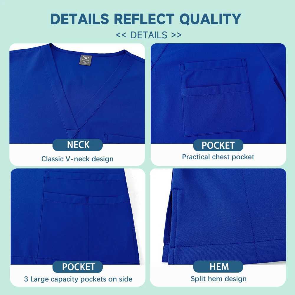 Unisex Medical Uniforms Men Women Nursing Clothes Lab Beauty Come Nurse Scrubs Set Doctor Dentist Workwear Clinical Top Pants X2505281
