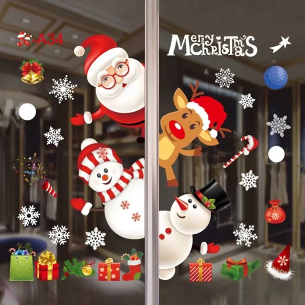 Christmas Window Sticker Merry New Year Decorations For Home 2026 Cristmas Ornament Xmas Navidad Natal Gifts Festive 2025M251111
