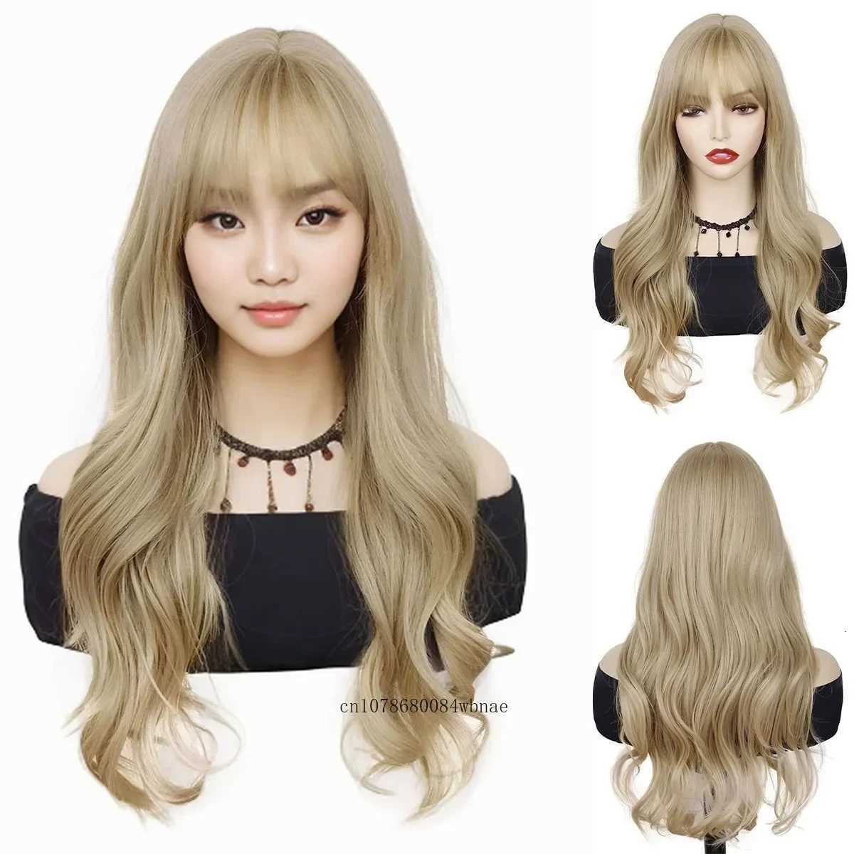 Blonde Wigs 25 Inch Long Wavy Synthetic Wig for Women Girls Natural Soft Hair Daily Cosplay Costume Party High Temperature FiberT251111