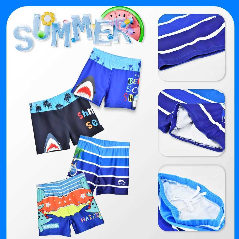 Boy swimming relay toddler swimming shorts quick drying swimming boxer cute dinosaur shark print childrens swimsuitW250410