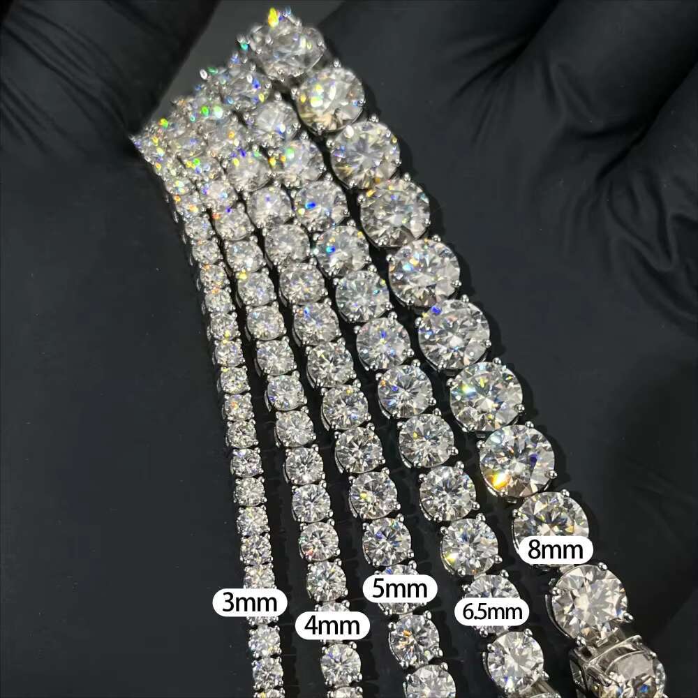 Hip Hop Iced out 925 Silver Moissanite Tennis Bracelet for Men 2mm Custom VVS Diamond Gold Plated for Parties