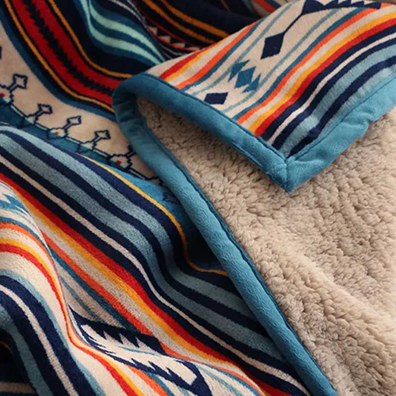 Luxury Bed Blanket Boho Throw Blanket Winter Thick Coral Fleece Sofa Blanket Bed Plaid Bedspread On The Bed Home Decor C251111