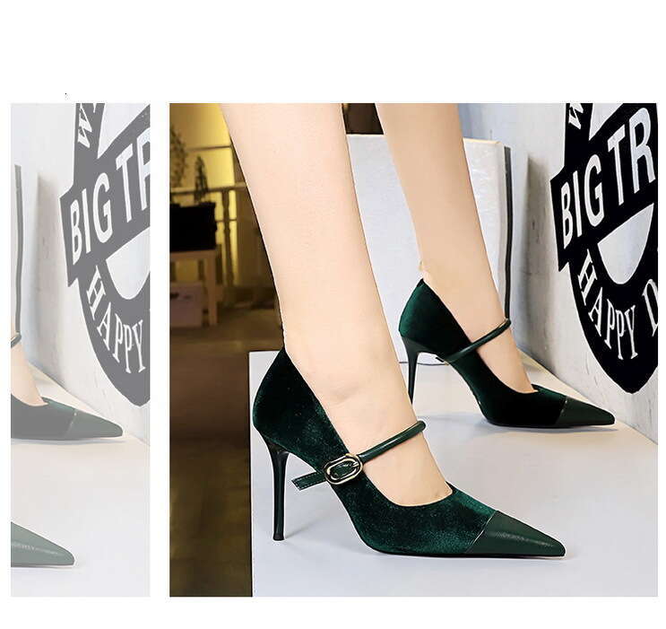 34-43 Plus Designer Shoe Size 4 inch Navy blue High Heels Stiletto Suede Patchwork Pointed Toe strappy Shoes for women dressy