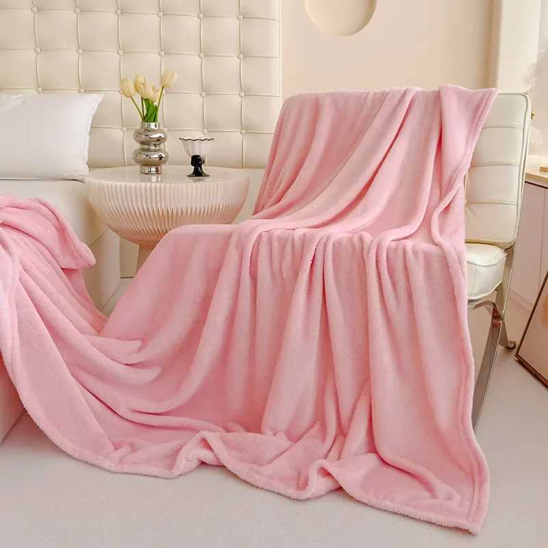 Solid color Shu cotton lint polyester bed and breakfast sofa blanket summer air conditioning blanket gift blanket C251111