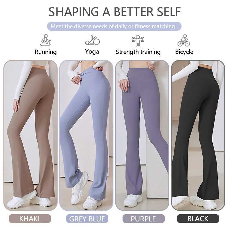 Flare Legging Yoga Pants Womens High Waist Breathable Wide Leg Pants Gym Exercise Ultra Thin Flared TightsW250411