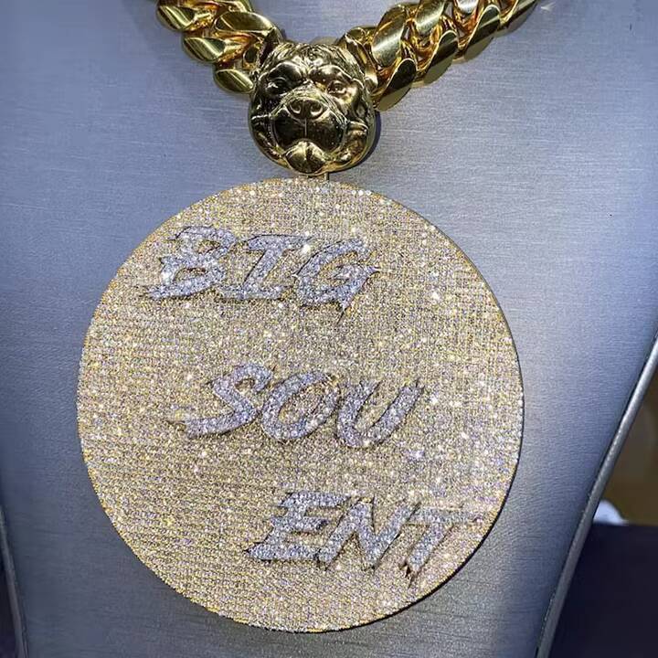 Hip Hop Iced Out Jewelry Supplier Chain 925 Sterling Silver Custom Made Moissanite Diamond Pendant Customizable