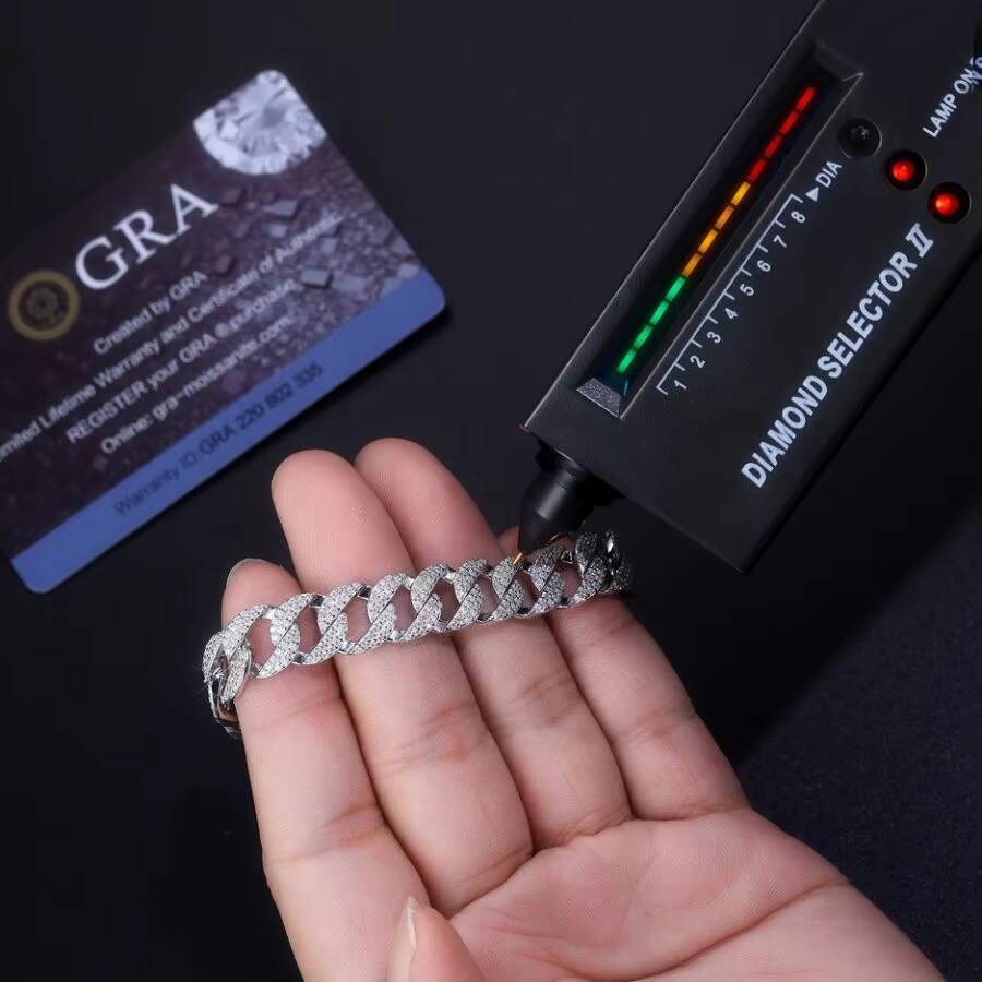 Hip Hop Style S925 Sterling Silver Moissanite Chain Bracelet D Color VVS1 Lab Diamonds 18K Gold Rose Gold White Gold Jewelry