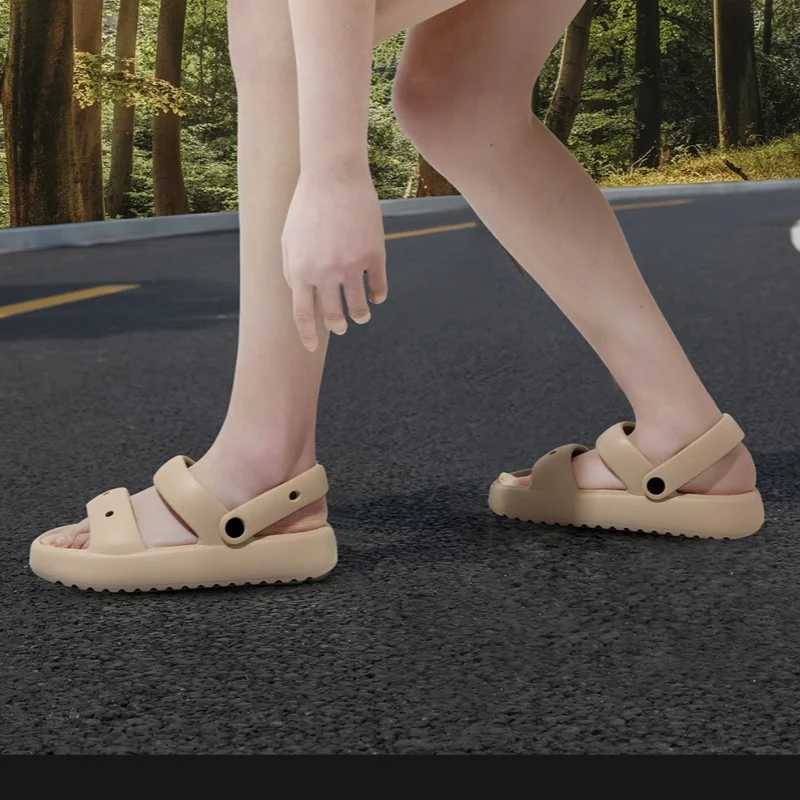 DIY Double Belt Sliders for Womens Summer Outdoor Sandals for Casual Thick Bottom Beach Leisure Waterproof EVA Herringbe SlidersXJ250410
