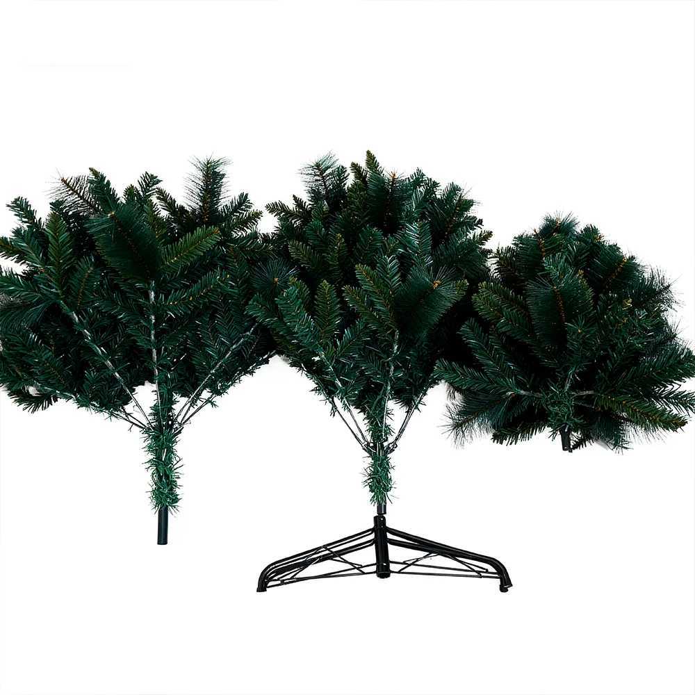 Christmas Pre-Lit Pop Up Artificial Christmas Tree 6ft 7ft 8ft Easy Setup PVC Pine Needle Mixed Xmas Tree with Metal Base Y251111