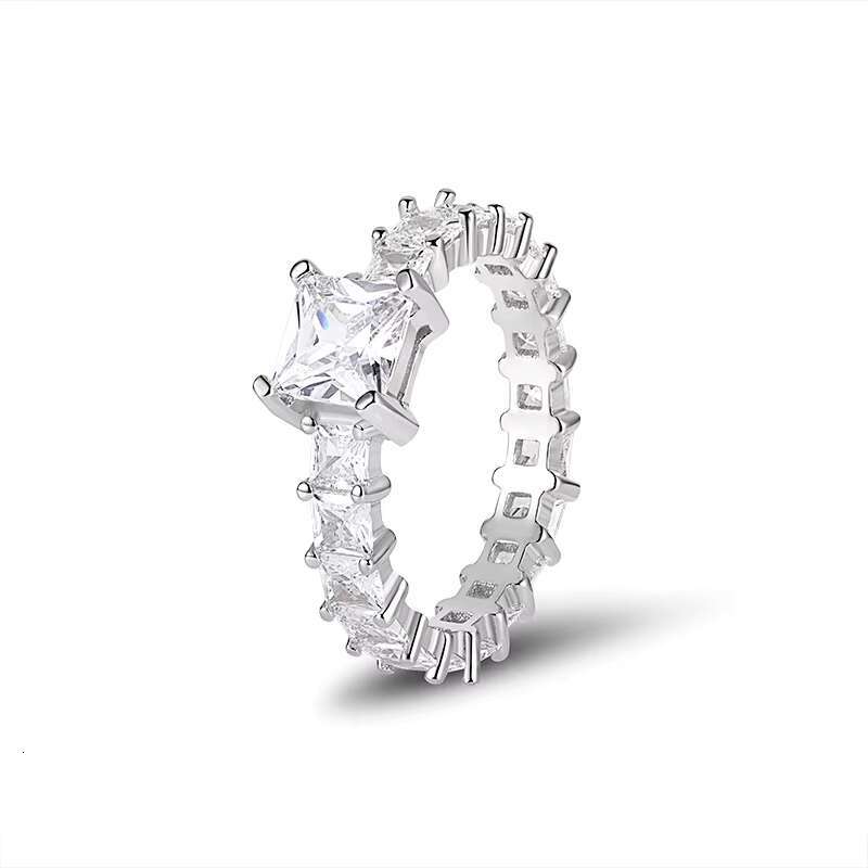 Custom 925 Sterling Silver Created Diamond Wedding Eternity Bands Engagement Rings Women Wholesale Jewelry