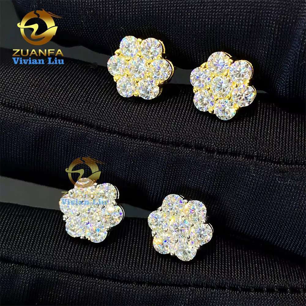 Pass Diamond Tester 925 Sterling Silver Fine Jewelry Luxury With White Vvs Moissanite Jewellery Diamond Stud Earrings