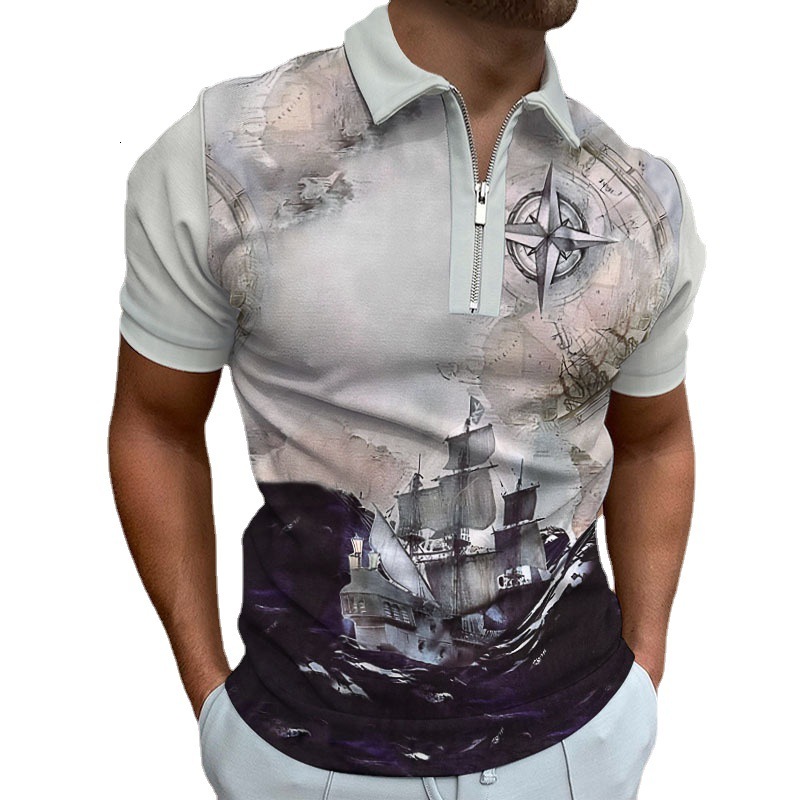 POLO Polo Collar Summer Regular Casual Short Pattern Summer Daily T-shirt