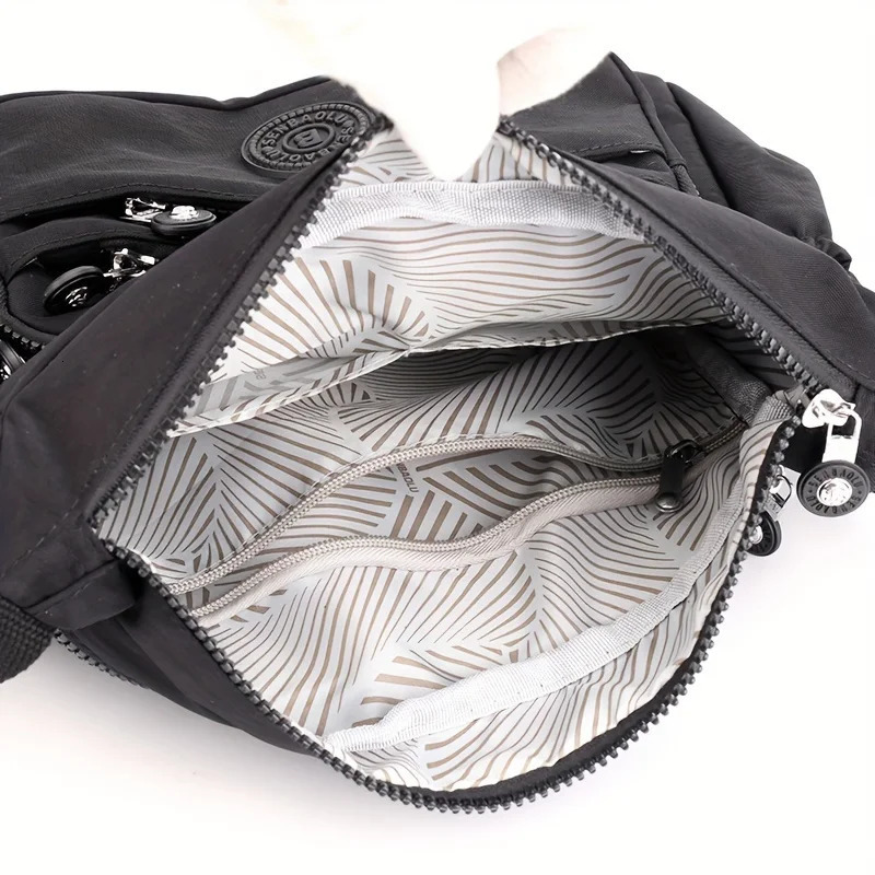 Lightweight Black Nylon Chic Crossbody Bag for Women Adjustable Strap MultiPocket n Travel Shopping School 251110