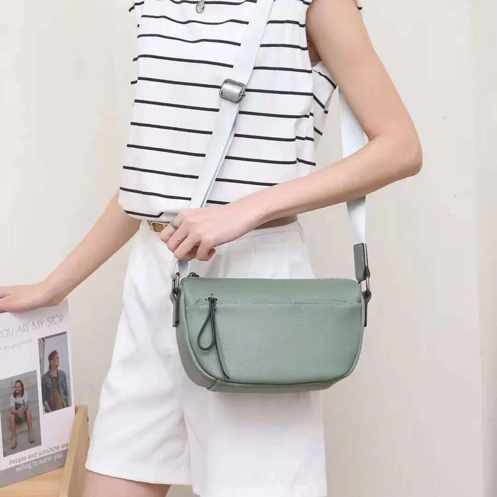 First Layer Cowhide Cow Leather Women's Fashionable Single Shoulder Crossbody Bag Ladies' Solid Color High Quality Handbag