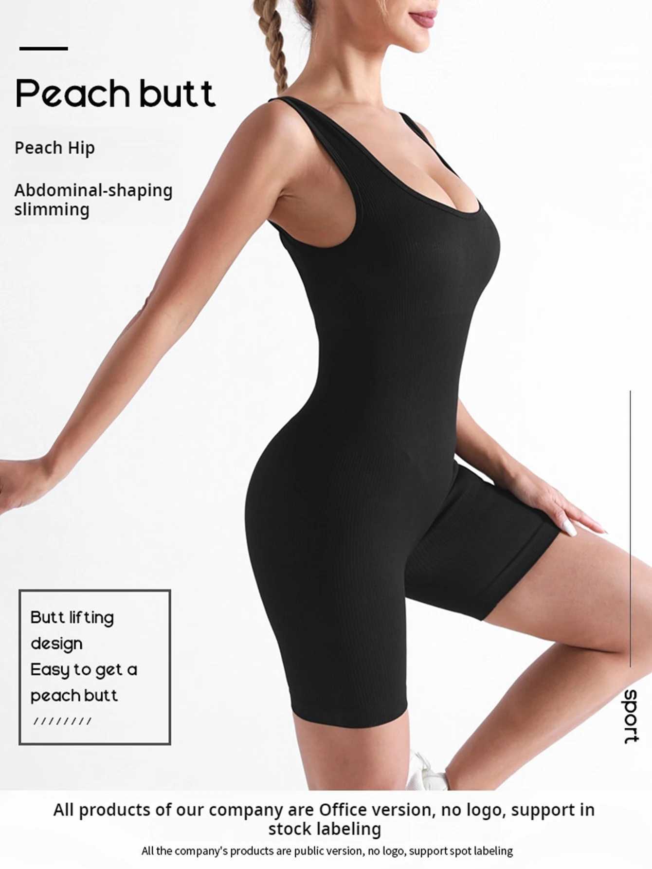 European and American thread jumpsuit shorts seamless elastic sportswear fitness jumpsuit yoga suit OnesieW250411