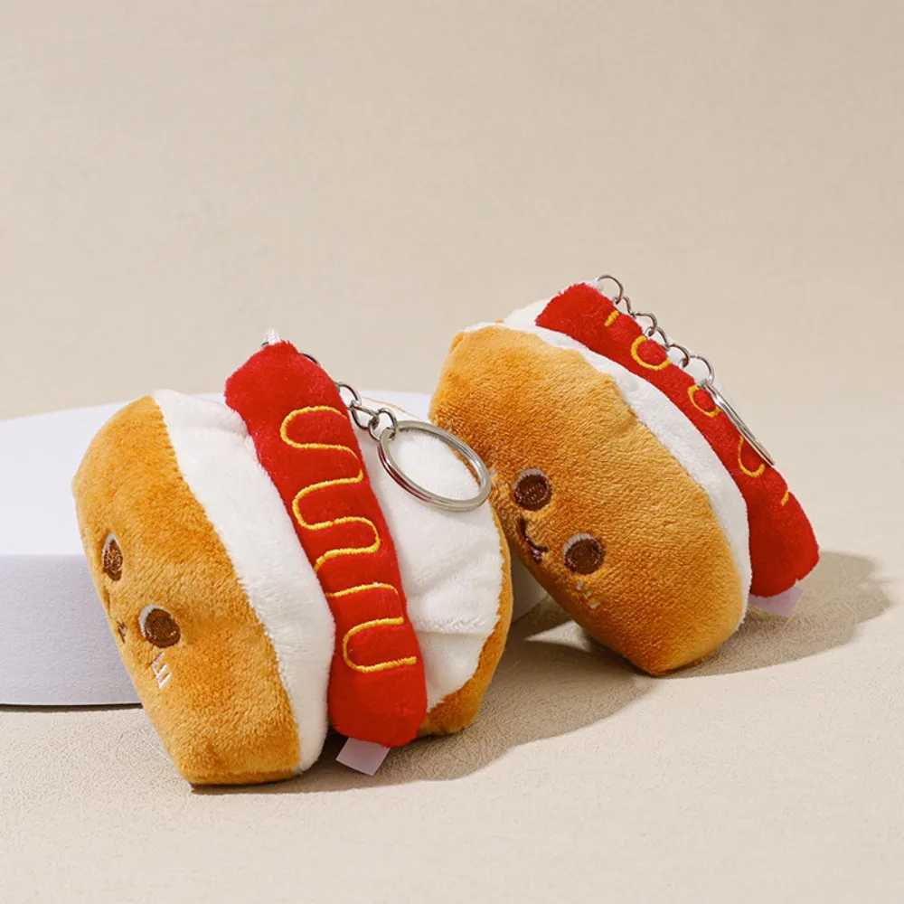 Burger plush doll keychain chicken leg French fries cute bag pendant backpack accessories stuffed toy keychain W250411