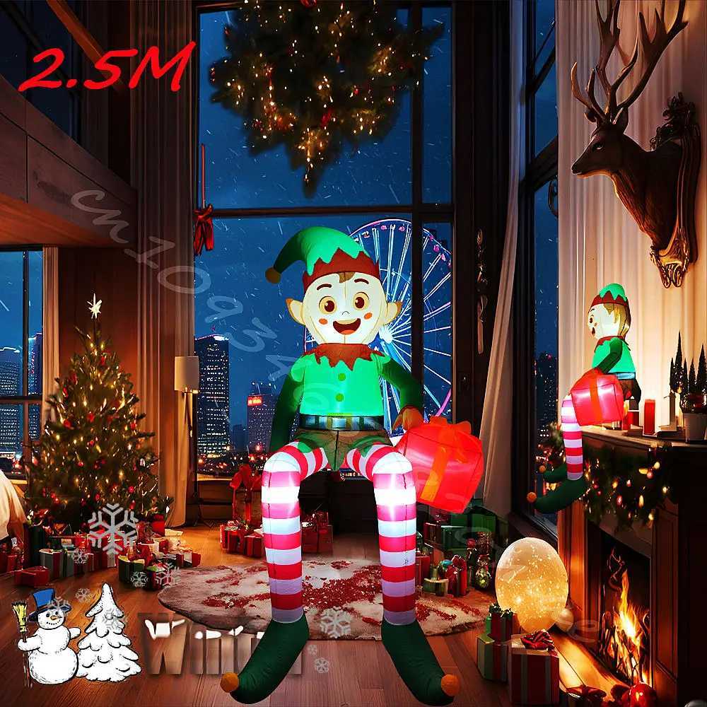 Christmas 25M/82FT Christmas Santa Inflatable Prop Elf Model Built-in LED Lights Indoor Outdoor Fun Decoration Yard Garden Holiday Party Y251111