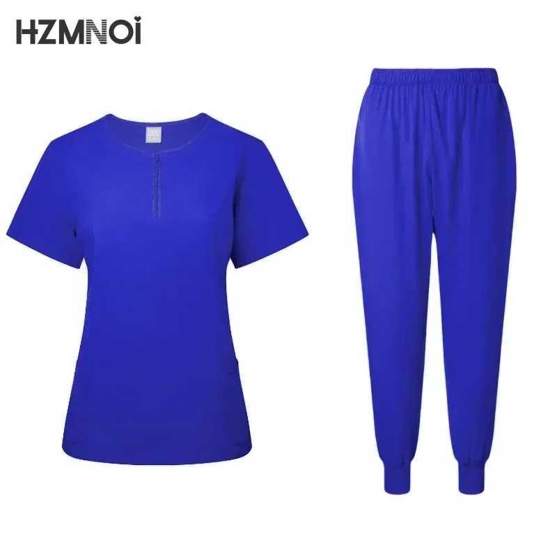 Top + Pant Spa Doctor Nursing Tunic Suit Surgical Uniforms Woman Scrub Set Medical Nurse Beauty Sn Workwear Clinical Scrubs X250410
