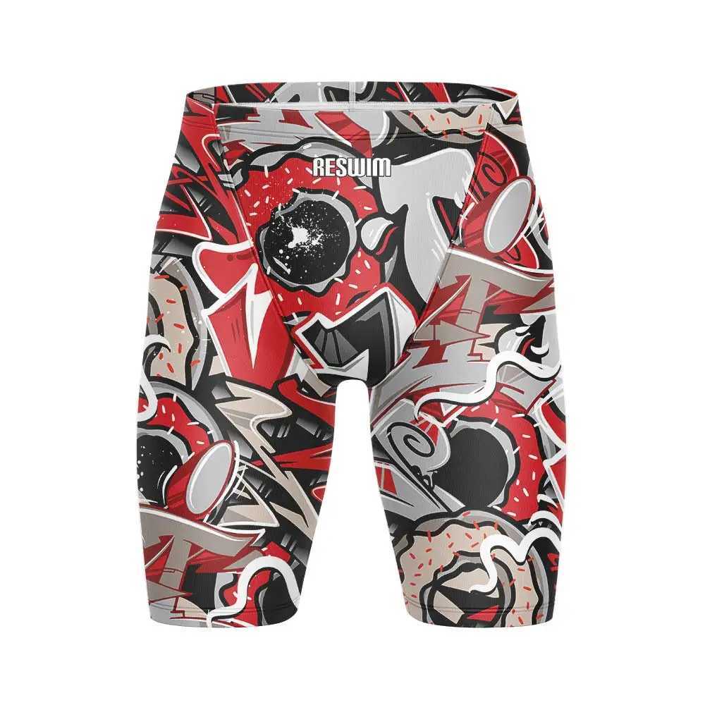 Mens Swimming Jammer Swimsuit Short Endurance Exercise Training Tight Shorts Beach UV Swimsuit Swimming Pants Gym Surfing PantsW250410